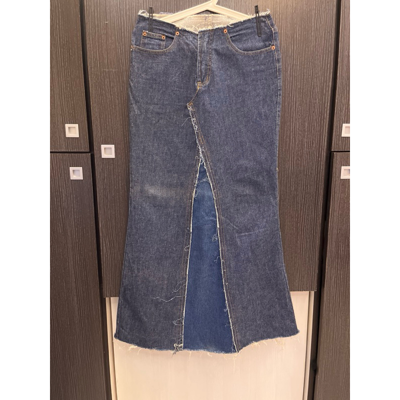 Levis 無褲頭拼接牛仔長裙