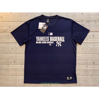 塞爾提克~MLB Majestic NY YANKEES 紐約 洋基隊 男生 吸濕快排 短袖 T恤 排字~深藍色