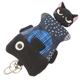 【Kiro貓】小黑貓與小金魚 立體造型 鋪棉 隱藏式 鑰匙包【820297】