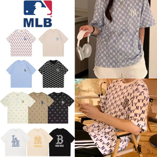 【🍑桃小妹】韓國代購 MLB T恤 短袖 MONOGRAM T恤 NY LA 紐約洋基隊 圓領T恤 寬鬆休閒 男女同款