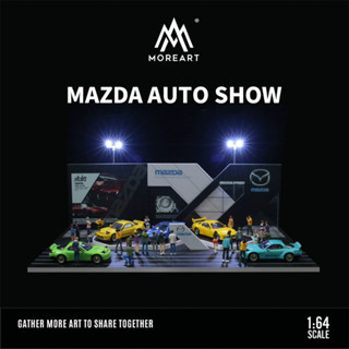 【六四分之一】 MOREART｜ MAZDA車展臺 新車發表會場｜1/64比例模型建築 停車場場景｜LED燈光