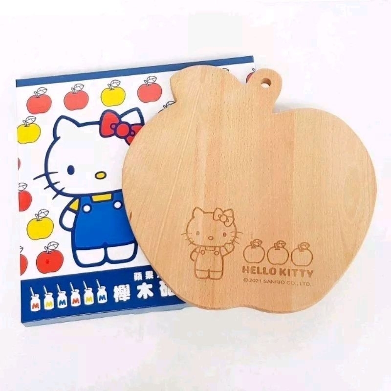 正版hello Kitty多功能菜板廚房用品櫸木砧板蘋果造型