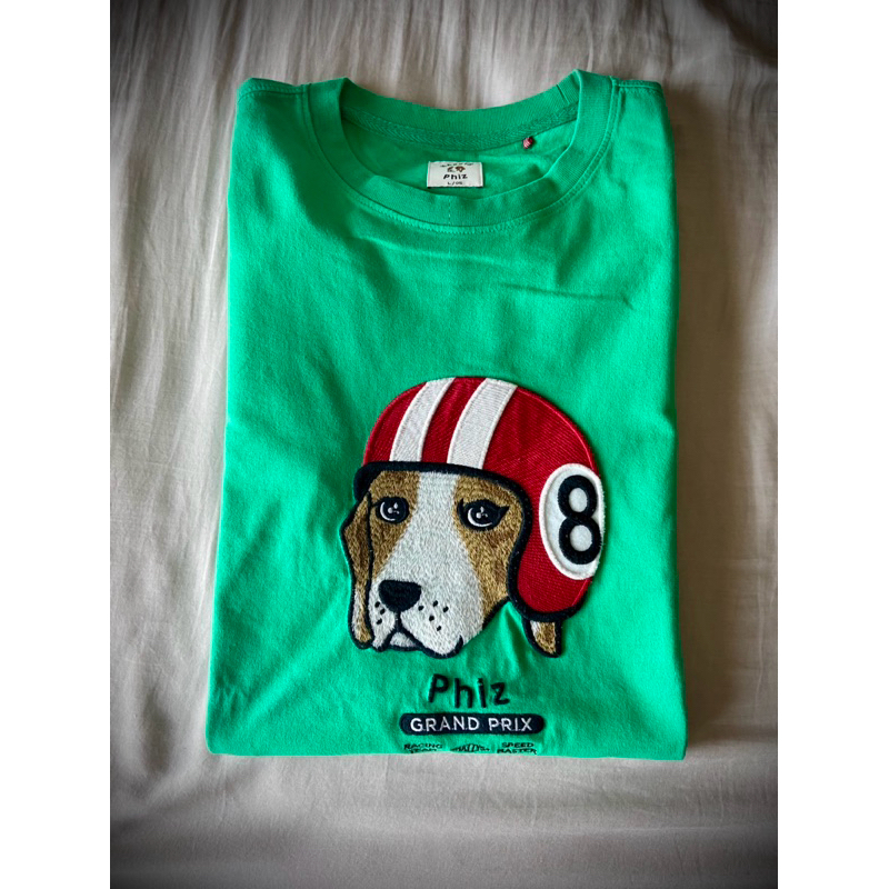 ［HAZZYS］男款綠色大狗圖騰短袖T恤 賽車系列L號 專櫃正品
