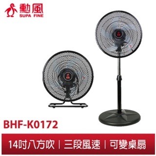 【勳風】14吋八方吹循環扇 BHF-K0172 三合一 360度 多角度風扇 立扇/桌扇/壁扇 三段風速 吹得遠