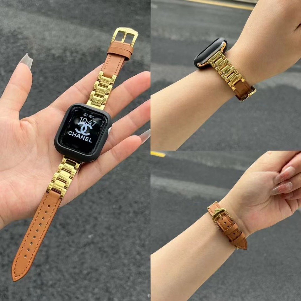 設計款 apple watch s9錶帶 8 7 6 5 4 SE 陶瓷錶帶 真皮錶帶 蘋果手錶錶帶 蘋果錶帶 45mm