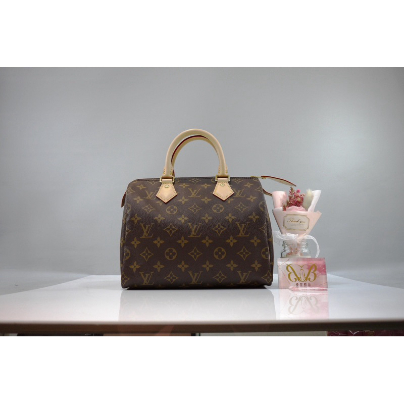 優買二手精品名牌店 LV M41528 M41109 SPEEDY25 原花老花字紋 手提包波士頓包拉鍊包 全新商品