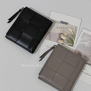 《kk》小羊皮編織格短夾