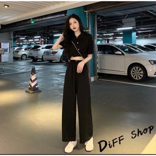 近全新 轉賣 DIFF 韓版 氣質小個子顯瘦短版上衣＋寬褲