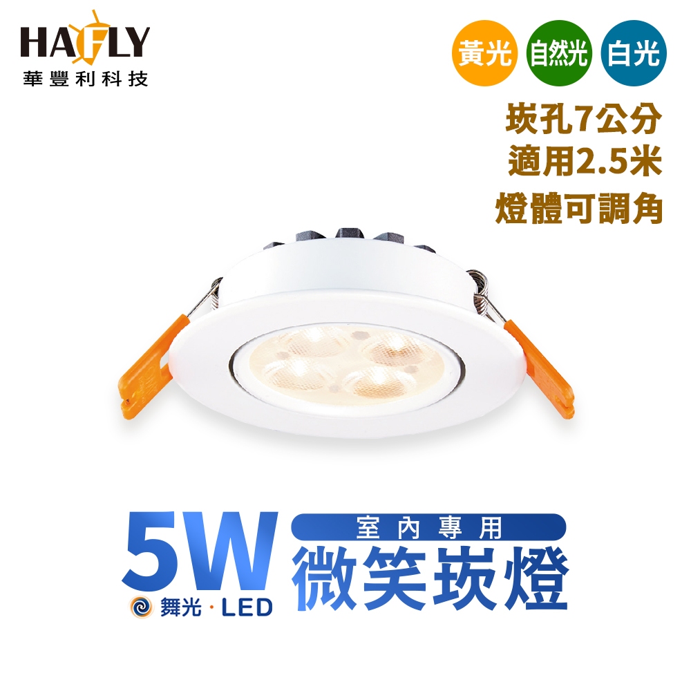 舞光 5W LED 微笑崁燈 投射燈 崁孔70mm 室內照明 重點照明 無藍光 三色溫 可調角 高演色 全電壓