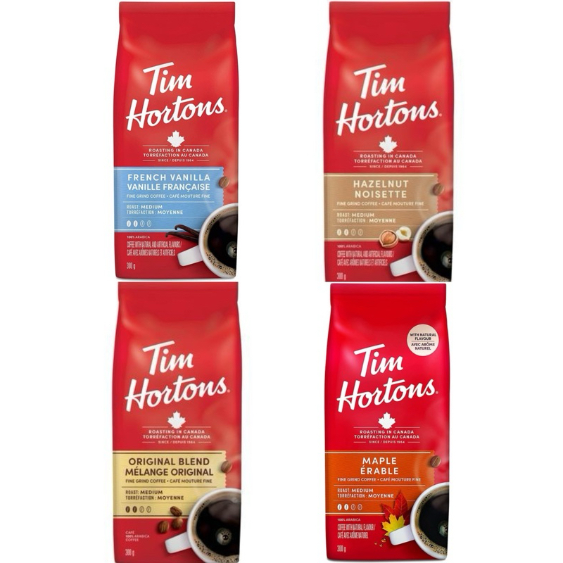 🍁楓糖 榛果 香草 原味 中烘培 加拿大手提回台 Tim Hortons 咖啡粉 研磨咖啡 300g裝 (咖啡機/手沖)