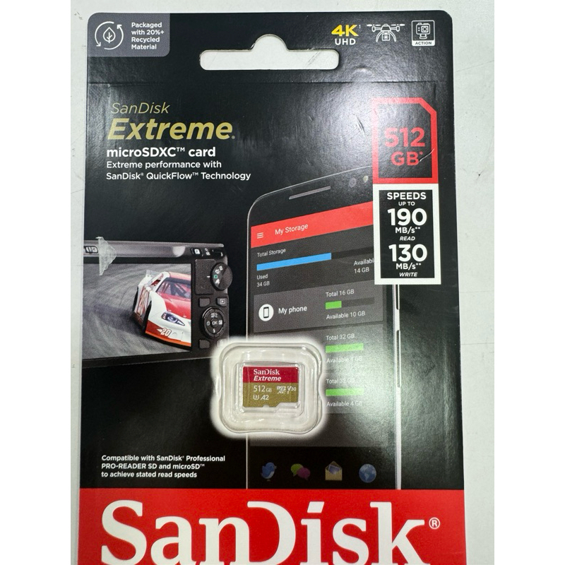 SanDisk microSD 512GB U3 A2 V30(高速記憶卡）