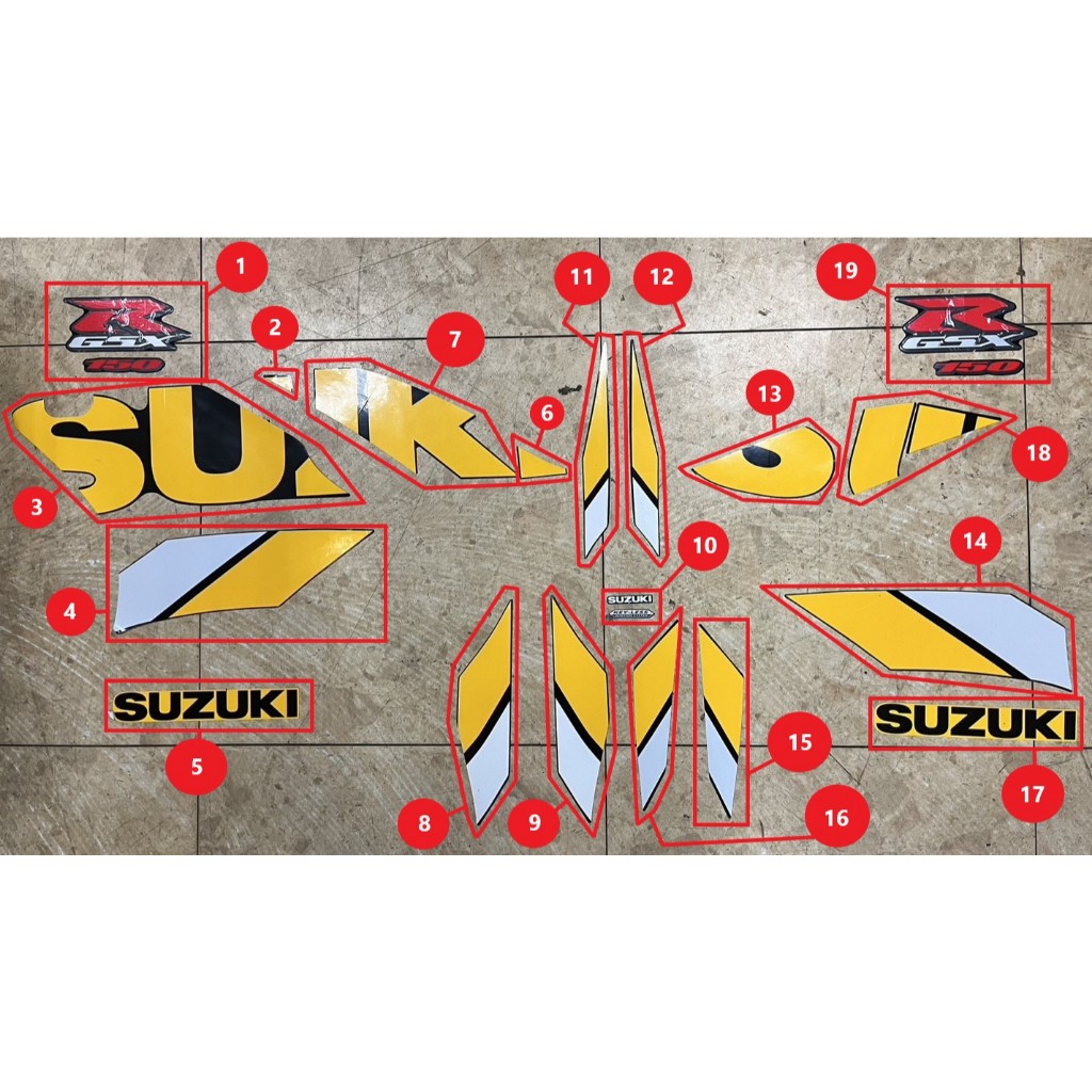 『米高貿易』SUZUKI原廠零件GSX-R150 68018-23KG0-BW5 黑黃局部貼紙(2020年)