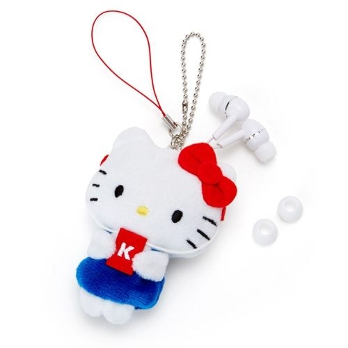 Hello Kitty 凱蒂貓~Sanrio HELLO KITTY玩偶造型耳塞式伸縮耳機附吊鍊#87480