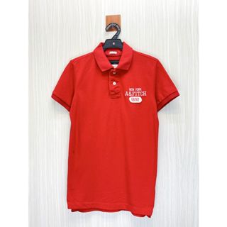 Abercrombie&Fitch 專櫃 紅色字母Logo純棉Polo衫