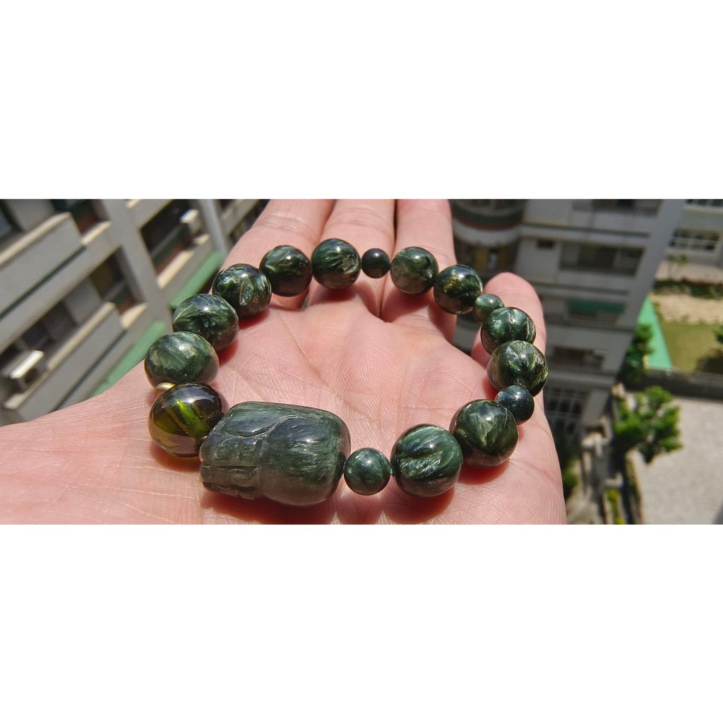 綠龍晶貔貅手珠配水龍珠