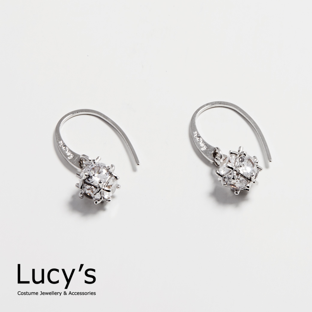 Lucy's 垂墜小方鑽 耳勾耳環 (五色) (58208/58210/58211/58212/58213)