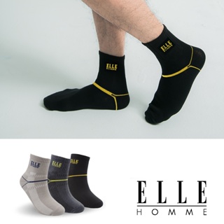 【ELLE HOMME】素色簡約涼感運動襪 襪子 男襪 短襪 1/2襪 中筒襪 休閒襪