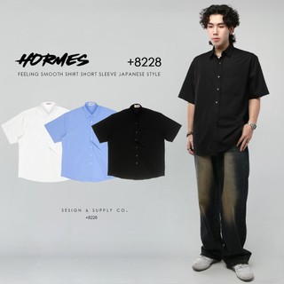 [HORMES] +8228 빨리to buy 寬鬆 落肩 質感 滑面 襯衫 短袖 日系 CITY BOY
