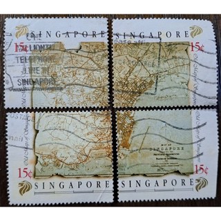 新加坡郵票新加坡古地圖郵票OId Maps of Singapore 1989年7月26日發行特價