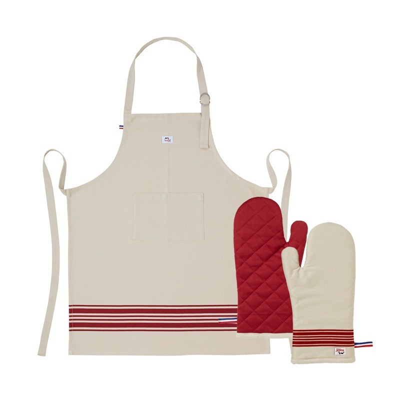【Staub】廚房圍裙+烤箱防燙棉手套2件式