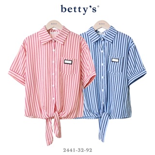 betty’s專櫃款(41)直條紋口袋雪紡綁帶襯衫(共二色)