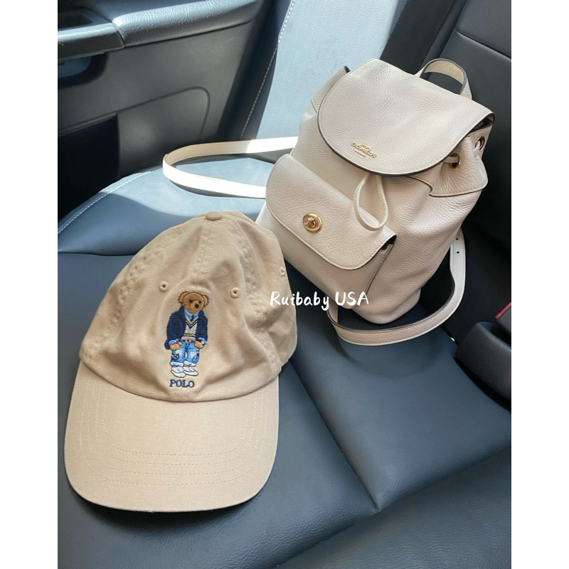 免運✨台灣現貨✨美國🇺🇸Polo Ralph Lauren專櫃POLO刺繡 熊🐻鴨舌帽 棒球帽 配件 白色 奶茶 藍色