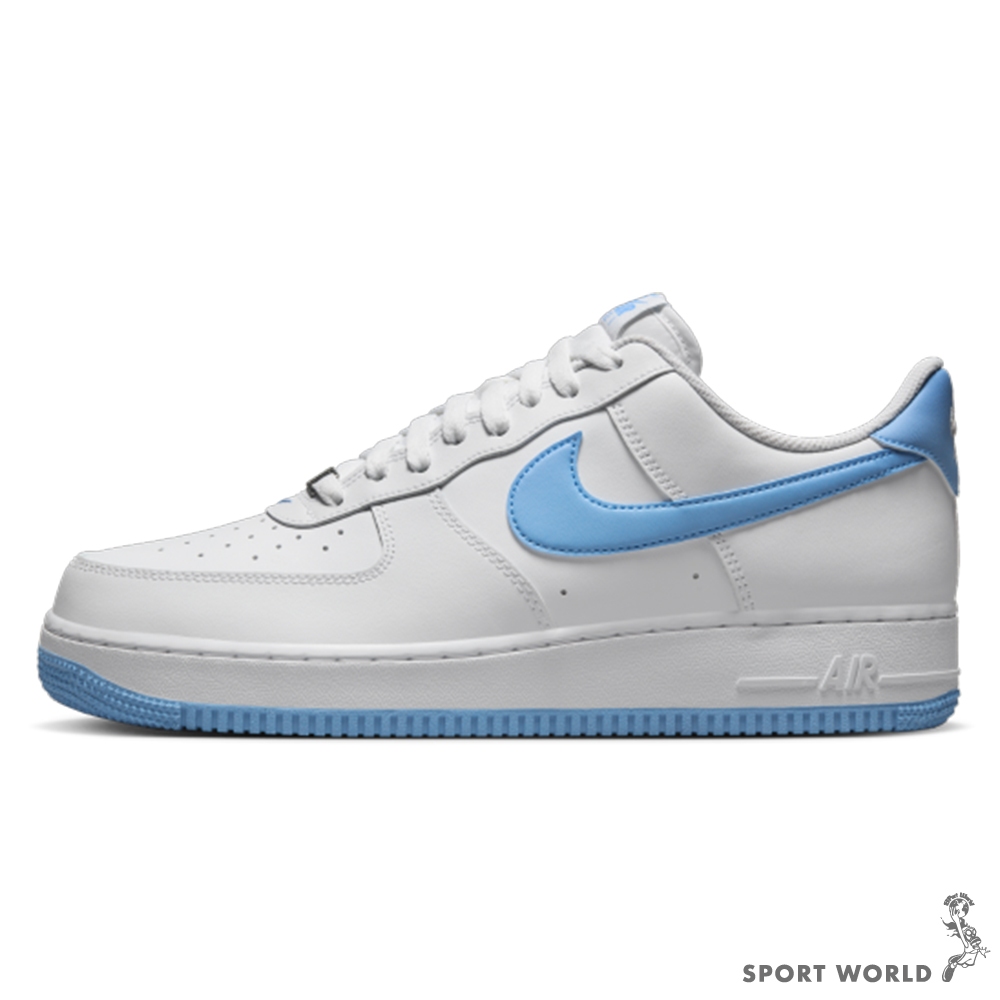 Nike 休閒鞋 男鞋 皮革 鐵牌 AIR FORCE 1 '07 白藍【運動世界】FQ4296-100