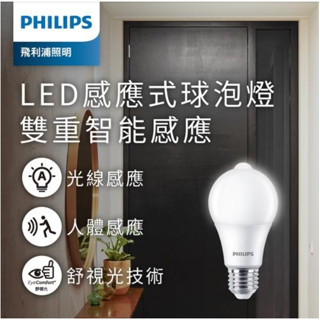 Philips 飛利浦 8.8W LED 感應式燈泡 微波感應燈泡 演色性 CRI90 2700K(黃光)