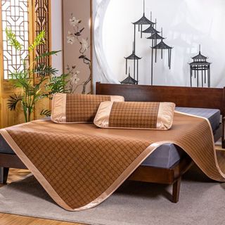 【LADUTA 拉布塔】涼席三件套藤席1.8m床1.5米草蓆可折疊夏季1.2雙人空調席子夏天