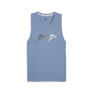 PUMA 背心上衣 慢跑系列Run Fav圖樣運動背心(M) 男 52508220 現貨 藍色