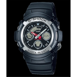 CASIO 卡西歐 G-SHOCK 強悍指針 數位雙顯運動腕錶 - 黑x銀(AW-590-1A)[秀時堂]