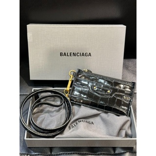 Balenciaga 巴黎世家 機車 牛皮 鱷魚紋 卡包 手拿包 卡夾 包 8X13CM