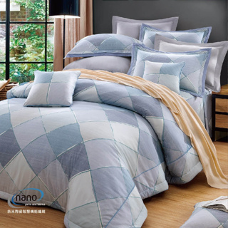 👉棉絲二重奏-幾何協奏曲藍👈全台製天絲 無異纖精梳美國棉 床罩 床單 被套 床包 床套 單人 雙人 標準 加大 特大