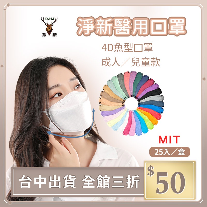 實拍【IFaith】台灣製 淨新口罩 4D醫療成人口罩 立體口罩 兒童 魚型口罩 KF94醫用口罩 小朋友【FM005】