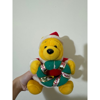 早期 老物 小熊維尼 聖誕節 Winnie the Pooh 娃娃 玩偶 布偶 二手 絨毛
