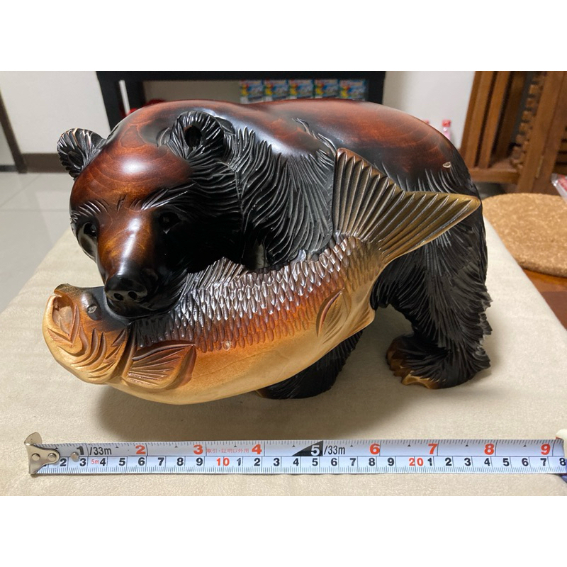 🇯🇵熊咬魚雕刻🐻日本 北海道 棕熊 知床 阿寒湖 一刀雕 木雕 傳統 工藝 禮物 生日 過年 紀念品 土產 精湛職人匠人