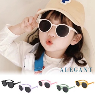 ALEGANT繽紛時尚兒童專用圓框輕量矽膠彈性太陽眼鏡│UV400偏光墨鏡