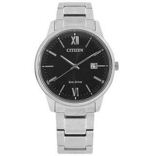 CITIZEN / 光動能 羅馬刻度 藍寶石水晶玻璃 日期 不鏽鋼手錶 黑色 / BM6978-77E / 40mm