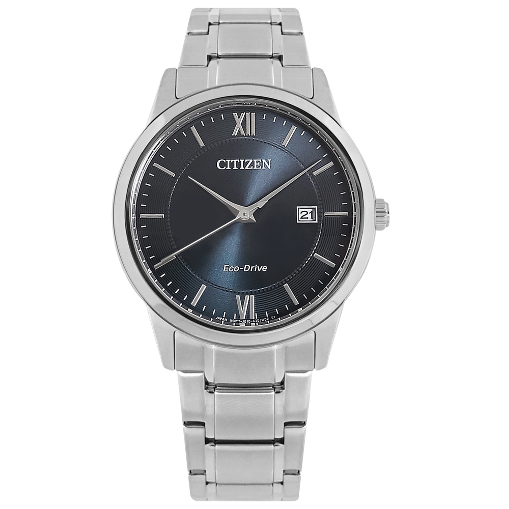 CITIZEN / 光動能 都會時尚 藍寶石水晶玻璃 日期 不鏽鋼手錶 深藍色 / AW1780-84L / 40mm