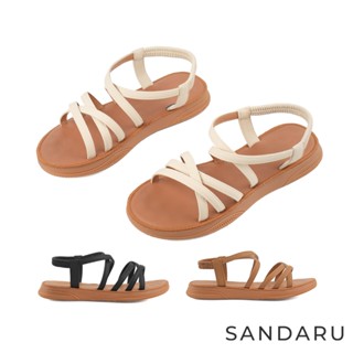 山打努SANDARU-涼鞋 簡約線條後鬆緊平底涼鞋