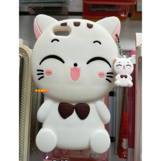 APPLE-iPhone6 Plus / 6S Plus ♥庫存出清♥ 白貓貓立體造型乳膠保護套附同款掛飾