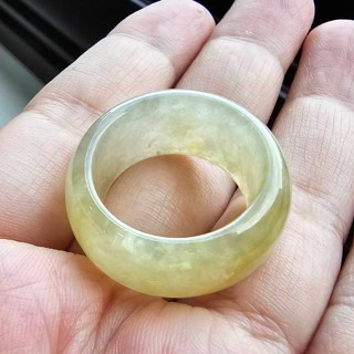 ⇱ 丞靚珠寶 天然翡翠緬甸A貨 黃翡 招財 富貴 種水 厚樁 稀缺 戒指 19.8mm 附臺證 扳指