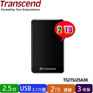 【MR3C】含稅 創見 StoreJet 25A3 2TB 2.5吋 USB3.1行動硬碟 黑色 TS2TSJ25A3K