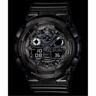 CASIO 卡西歐 G-SHOCK 超人氣 新迷彩 軍事 戰魂 雙顯錶 -黑/灰(GA-100CF-1Ａ) [秀時堂]