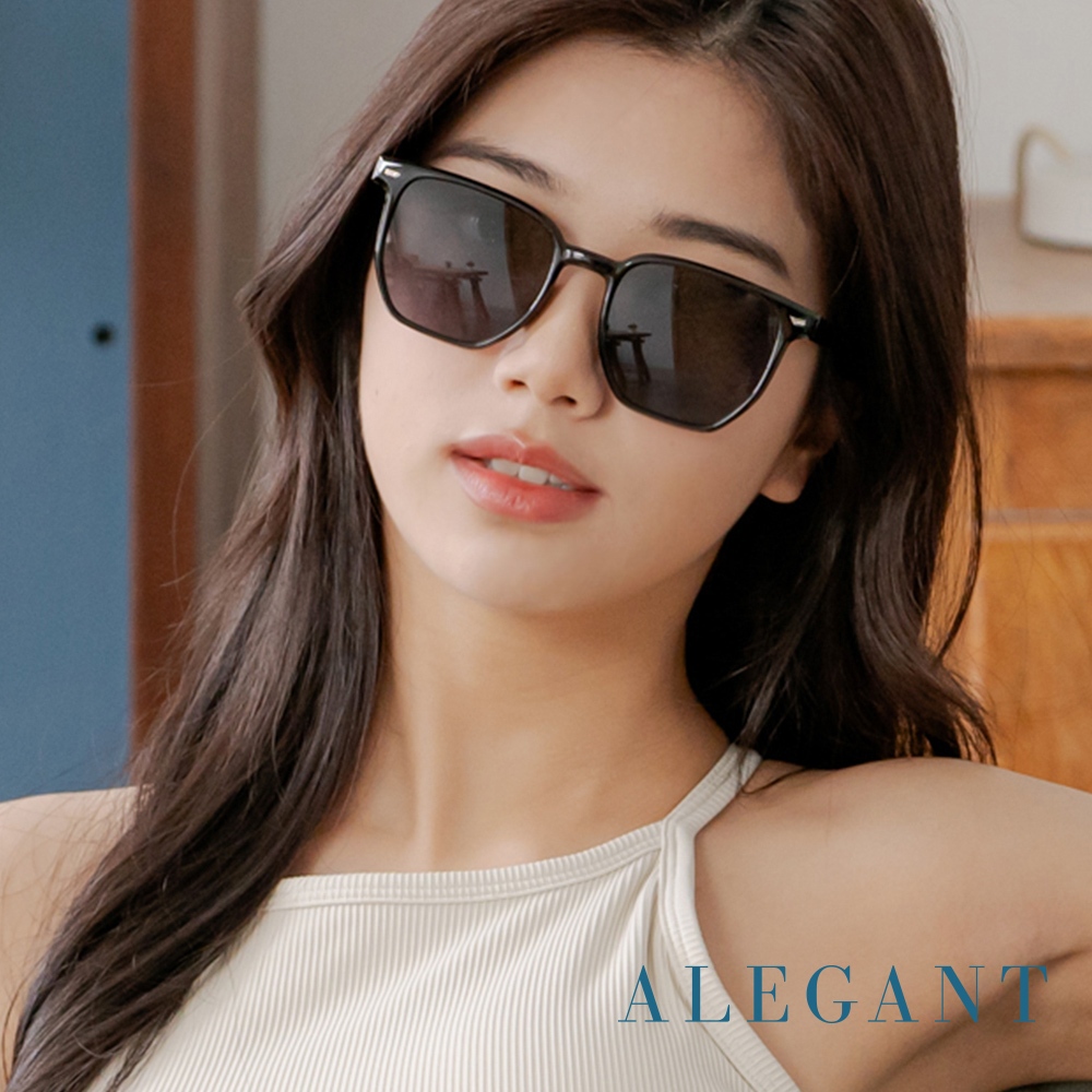 ALEGANT雲山黑韓版拼接時尚方框墨鏡│UV400太陽眼鏡│海岸的黃昏烏影