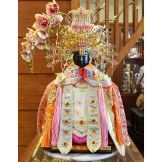 【靜福緣精品佛具】 臺灣手工製作古典優雅「娘娘錦羅玉緞神明衣(橘)」1尺3媽祖天上聖母九天玄女女神王母娘娘仙氣飄飄神衣