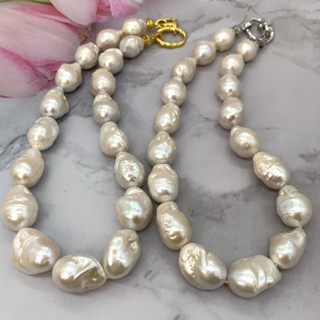 🎀小小飾品🎀天然海水珍珠項鍊18-25mm炫彩特大巴洛克珍珠項鏈 珠光極亮炫多彩光頸鍊款 個性時尚歐美風顆顆獨一無二