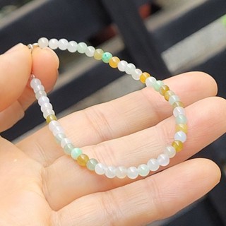 嗨，寶貝銀飾珠寶* 翡翠飾品☆925純銀鍍金 保證緬甸玉A貨 冰種 多彩翡翠手鍊 手串☆小米珠1