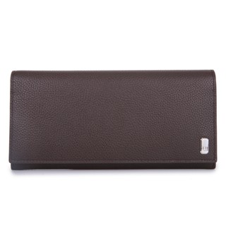 dunhill金屬牌LOGO粒紋皮革多卡長夾(深棕)257410-2｜GoBrand購名牌