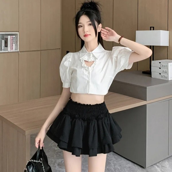 愛依依 高腰半身裙 A字短裙 蛋糕短裙S-2XL夏季高腰顯瘦設計感甜辣蛋糕蓬蓬短裙MD073-08509.